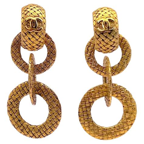 chanel vintage textured door knocker earrings|chanel vintage earrings On Sale .